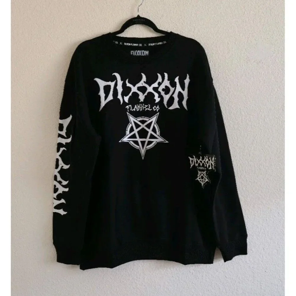Dixxon Flannel Crewneck Sweater Fleece  Men's XL Black Long Sleeve NWT